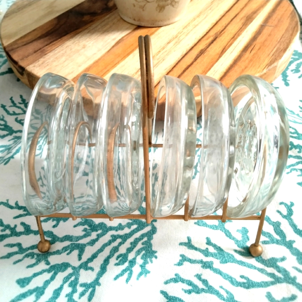 Crystal Coasters Vintage Floral Set Kitchen Dining